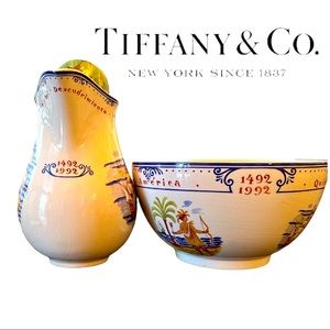 Tiffany & Co VINTAGE 1992 Commemorative Bowl & Pitcher  Discovery of Ame…